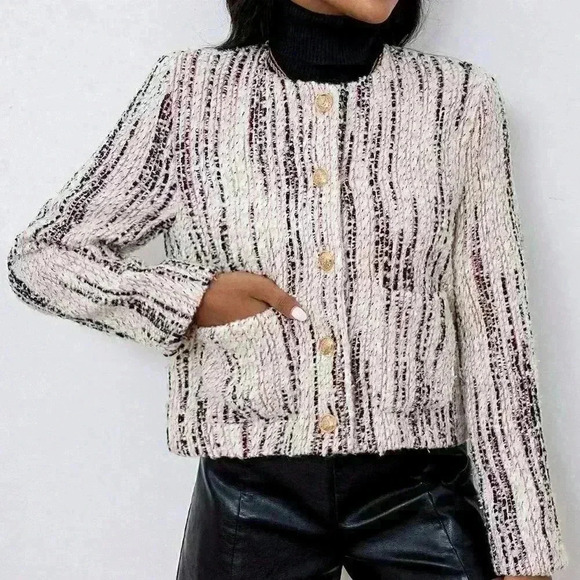 Multicolor Casual Womens Allover Print Button Front Overcoat - Picture 4 of 5